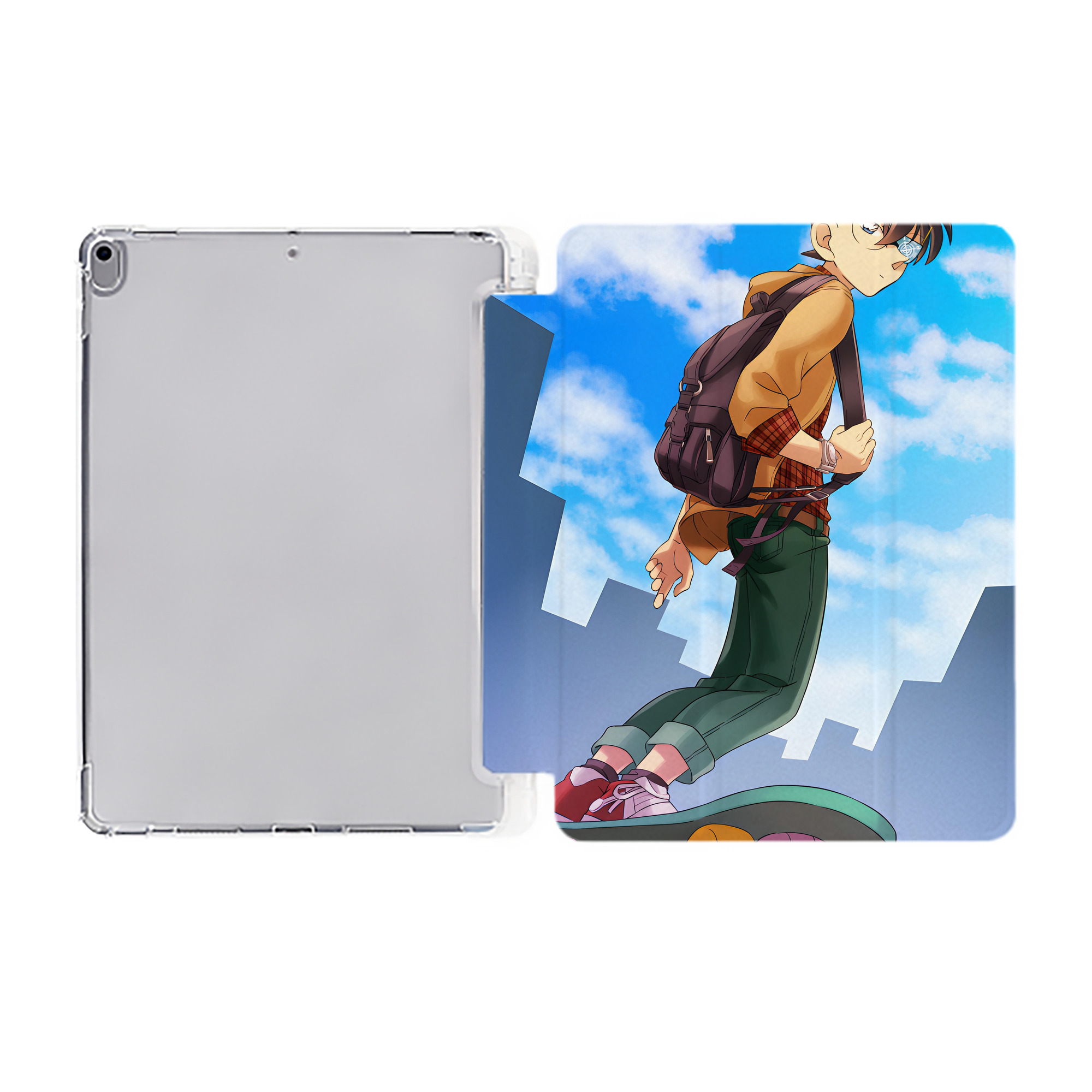 （画像用） 名探偵コナン Detective Conan IPad ケース ペン収納付き 三つ折りスタンド PUレザー×シリコン 対応機種9.5/10.5/10.9インチ